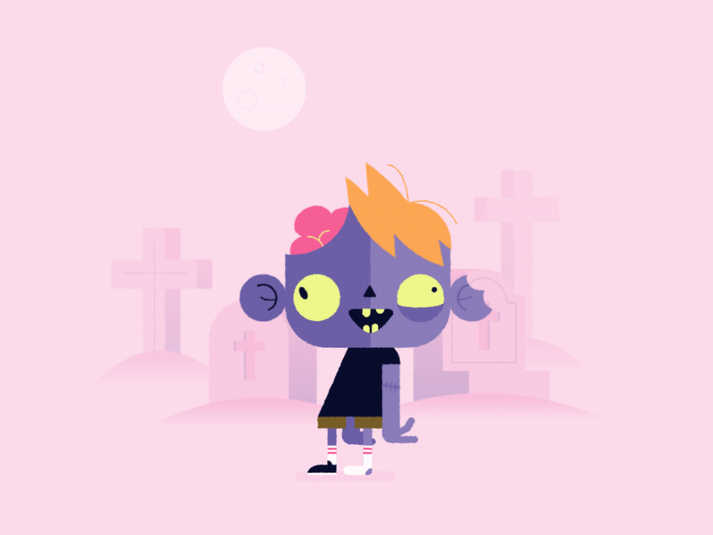 Oh C'mon... character animation character design cute flat gradient halloween oh shit pink zombie