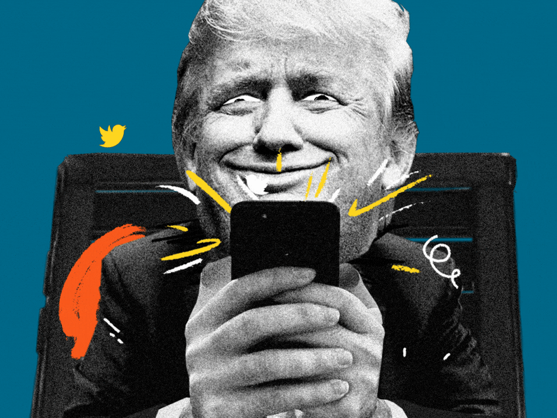 Trump on Twitter american president animated gif animation bomb collage deckchair donald trump donaldtrump dumb texting trump tweet twitter wtf