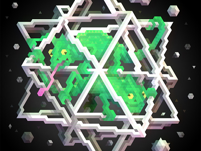 Trixel Stars chameleon escher geometry hexels illustration impossible impossible geometry trixel vectors