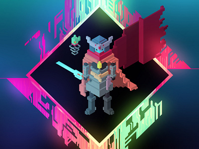 Hyper Light Trixels drifter fanart gaming hexels hyper light drifter illustration indie game trixel video game voxel