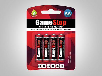 GameStop batteries batteries blister branding gamestop illustration low poly lowpoly packaging packaging design