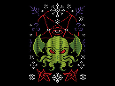 Merry Cthulhu christmas jumper cthulhu graphic design lovecraft pixel art ugly sweater xmas jumper