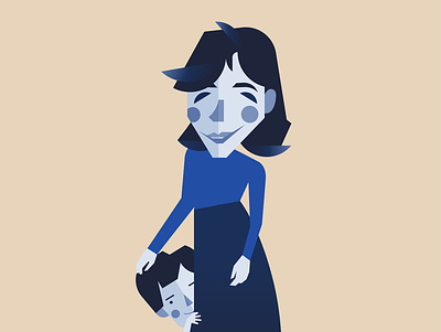 Mother and Son blue child customized dribbble family family portrait flat geometric illustration mother portrait portrait art portrait illustration poster simple vector