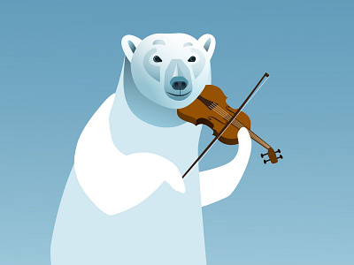 Violinist Polar Bear animal blue cartoon character classical music flat flat illustrator geometric gradient illustration minimal music polar bear polarbear snow vector violinist violinplayer winter