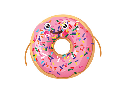 Donut Give Up cartoon character cute digital donuts doughnut eat food funny glazed illustration kid pastry pink sprinkles sugar sweet sweet tooth treat