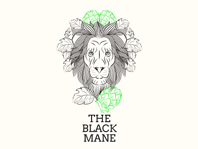The Black Mane animal beer brand brewery craft beer craftbeer graphic hop identity illustration label line art lineart linocut lion logo logotype mane tipography wild