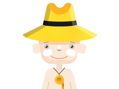 Lifeguard beach character character design cute editorial flat flat illustration illustration lifeguard safety sea simple straw hat sun sunscreen vacation vector whistle yellow