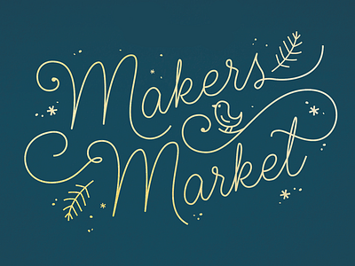 Makers Market branding glitter gold hand lettering holiday market lettering lockup logo makers makers market typography