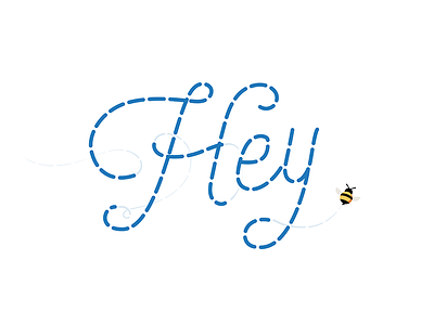 Hey animation bee dotted line font hello illustration lettering logo monoline script work in progress