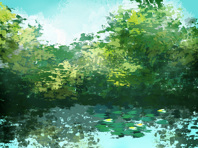 Pond digital digital painting impressionist kyle t webster lake painting pond