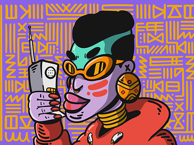 New Phone Who Dis? adobe draw africa apple pencil character colourful doodle ipad pro pattern south africa vector