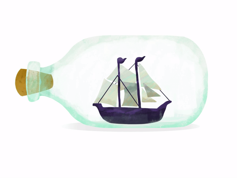Ship N Sub after effect animated animation gif illustration pirate retro sea ship ship in bottle submarine