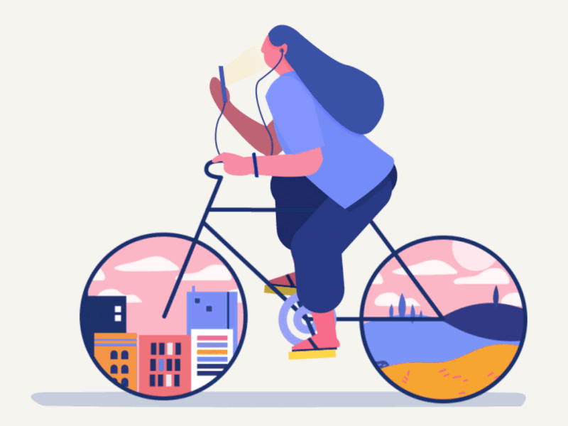 Escape the Urban Jungle after effects animation animated animation bicycle city cycle cycling escape frame by frame animation gif illustration live free rebound retro trave trip