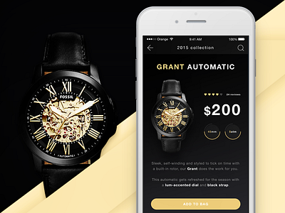 E-Commerce Product Screen iOS app app design ecommerce fossil fossil watches ios iphone product ui ui ui design user interface watch