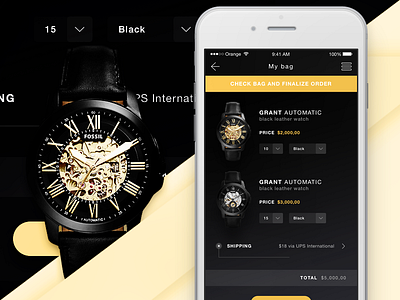 E-Commerce iOS app - My bag app design ecommerce fossil fossil watches ios iphone product ui ui ui design user interface watch