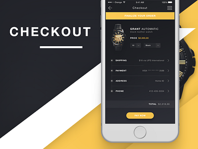 E-Commerce Checkout Screen iOS app app design ecommerce fossil fossil watches ios iphone product ui ui ui design user interface watch