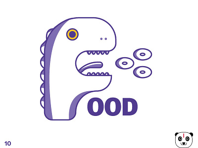 Food cute dino donuts food logo typo