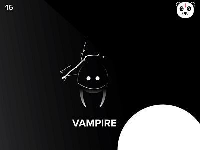 Vampire bat inverted logo minimal moon vampire