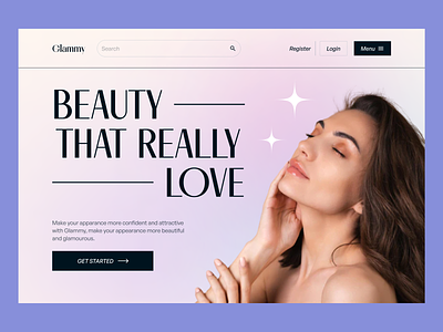 Glammy - Beauty Product Landing Page beauty beauty product landing page make up pink purple typography ui website