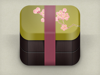 sakura bento box icon app bento box flower food green icon ios ipad iphone japan lunch mobile pink sakura texture wood