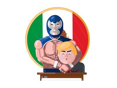Don't Trump with Mexico blue demon donald illustration libre lucha mexico politics trump vector