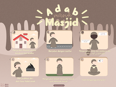 etiquette of entering the mosque - infographics ilustration posters