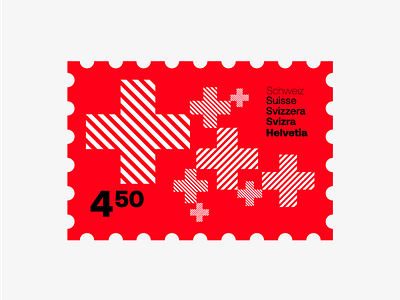 Switzerland stamp + cross flat graphic design minimal modernism postage stamp stamp swiss swiss style typography