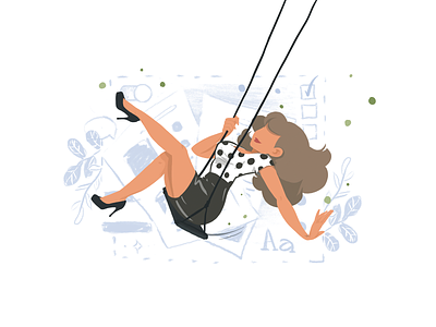 Swing Illustration illustration pin up product illustration swing textfield woman