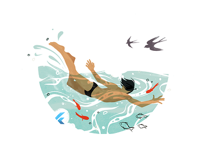 Dive illustration dive fish flutter illustration men plunge swift water