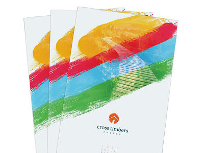 Cross Timbers - 2016 Annual Report annual report blue booklet brush brush stroke green illustration photo red strokes texture yellow