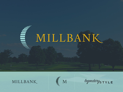 Millbank Branding blue development golf housing mustard residential serif teal water wheel yellow