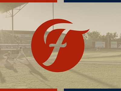 FamFans Icon baseball f f logo icon lettermark logo mark red red and blue rust tan