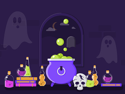Spells + Spooks adobe design halloween illustration spooky ui vector
