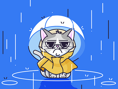 April Showers april cat design illustration raining
