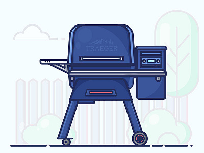Traeger bbq grill illustration smoker