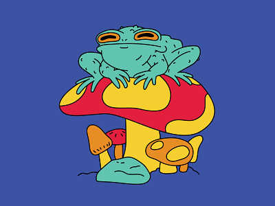 Toad and Mushroom doodle 2d character design illustration illustrator vector