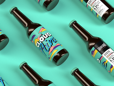 "On Cloud Nine" Ale Label 2d 3d 4d beer branding c4d cinema design illustration illustrator label logo mockup render typography vector