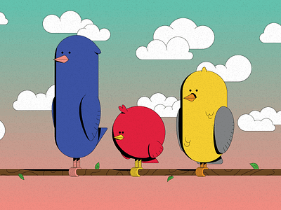 Bird pals 2d bird cartoon character design illustration illustrator sky vector