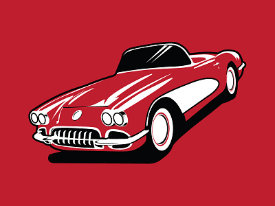 Little Red Corvette 2 color chevrolet chevy corvette red silkscreen