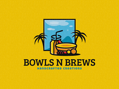 Bowls N Brews acai bowls brews fresh design fruits logo logo design monkey mark palm beach palmtree