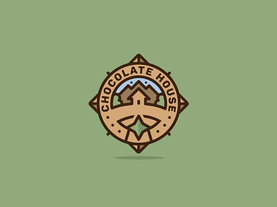 Chocolate House brown chocolate emblem logo freelance house logo illustration line art logo logo design logomark monkeymark round logo vector