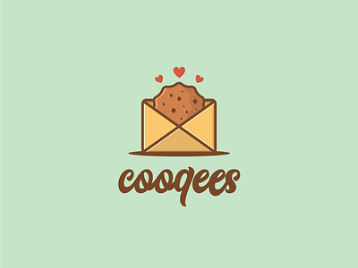 COOQEES | USA chocolate cookie cookies creative envelope freelance greeting card hearts illustration logo logo designer logodesign monkeymark pastry pastry shop sweets vector