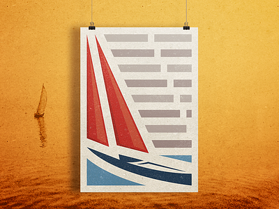 Vintage Sailing Poster boat freelance illustration monkeymark ocean open sea poster poster art poster design retro design sail sailboat sailing sunny texture vector vintage poster yacht yacht club yachting
