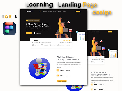 Learning Landing page design 3d animation app branding design designer designing flow graphic design illustration landing page landing page design logo motion graphics ui user experience user interface vector web website