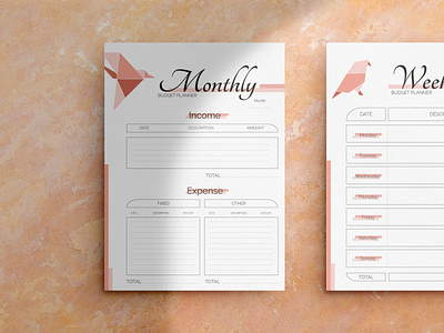 ORIGAMI Budget planner design financial graphic design illustration monthly origami planner typography vector week