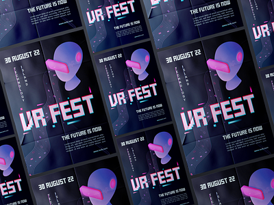 Festival Poster Desing app branding design fest festival future graphic design illustration logo reality tech technology typography ui ux vector virtual virtualreality vr