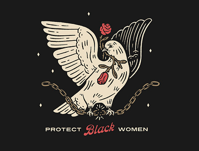 Protect Black Women bird blacklivesmatter breonnataylor chains dove flowers illustration justice rose sayhername vintage wings