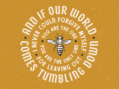Honeybee badge bee blackletter circle handwriting honeybee lettering line art lyrics quote seal text type vintage