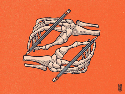 Drawing Skeletons bone bones half tone halftone hand illustration pencil procreate skeleton true grit vintage