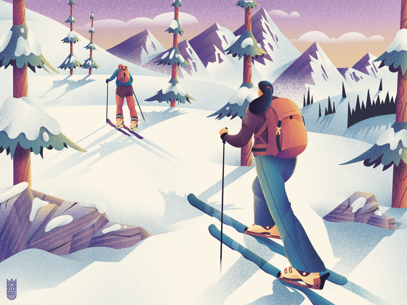Backcountry Skiing by Ryan Brewster on Dribbble
